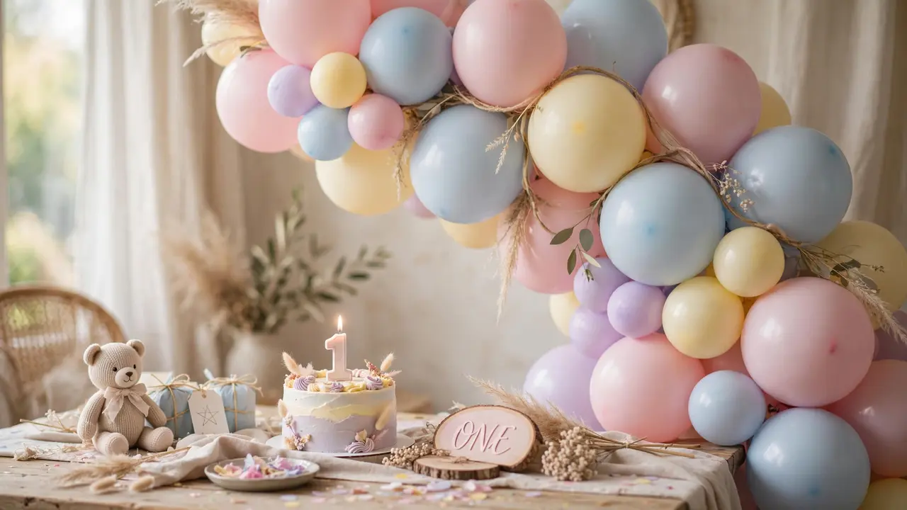 Giant 36-inch foil number 1 birthday balloons — a must-have first birthday decoration