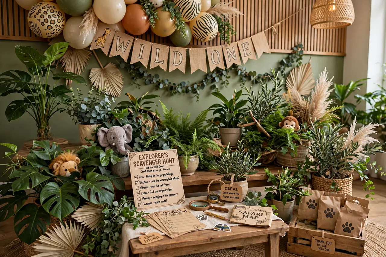 Themed birthday scavenger hunt: safari animal search