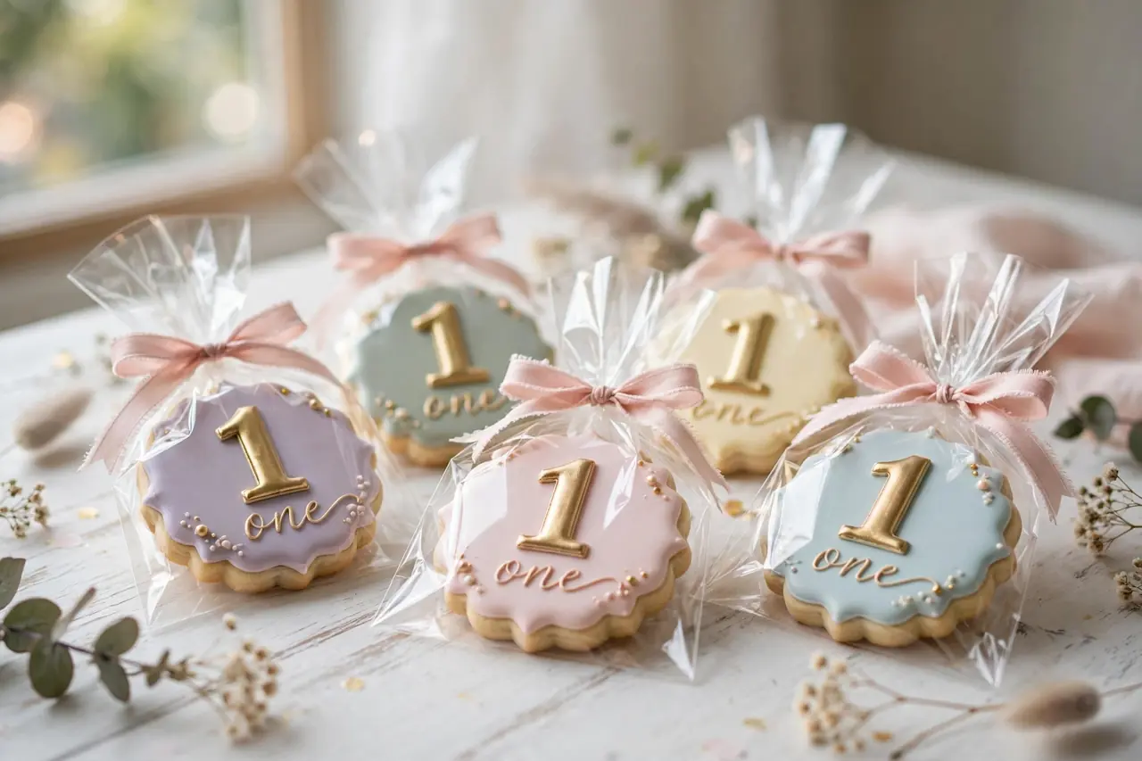 first birthday party favors - decorated ONE sugar cookies