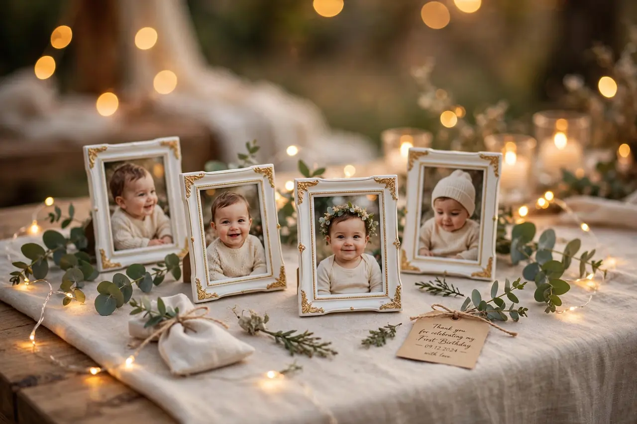 first birthday party favors - keepsake mini photo frames