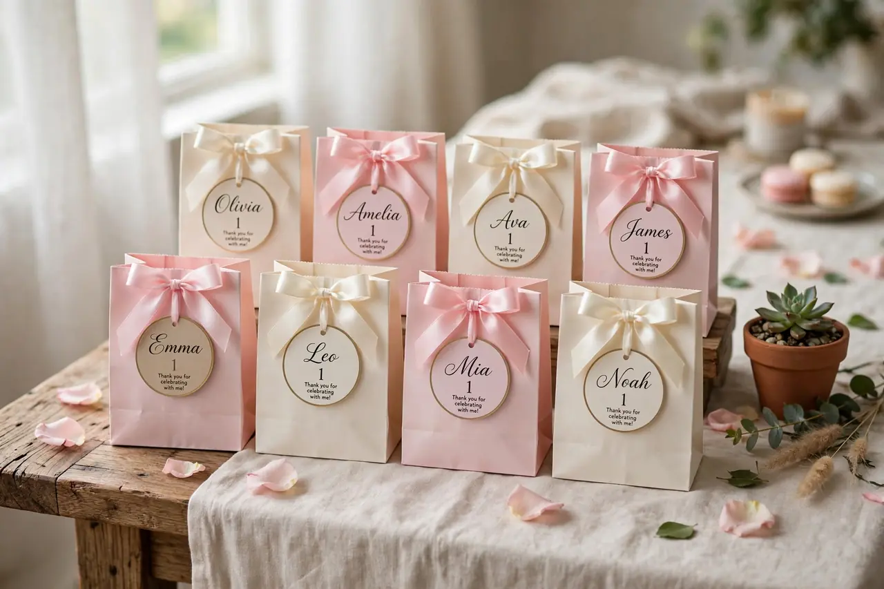 first birthday party favors - personalized goodie bags