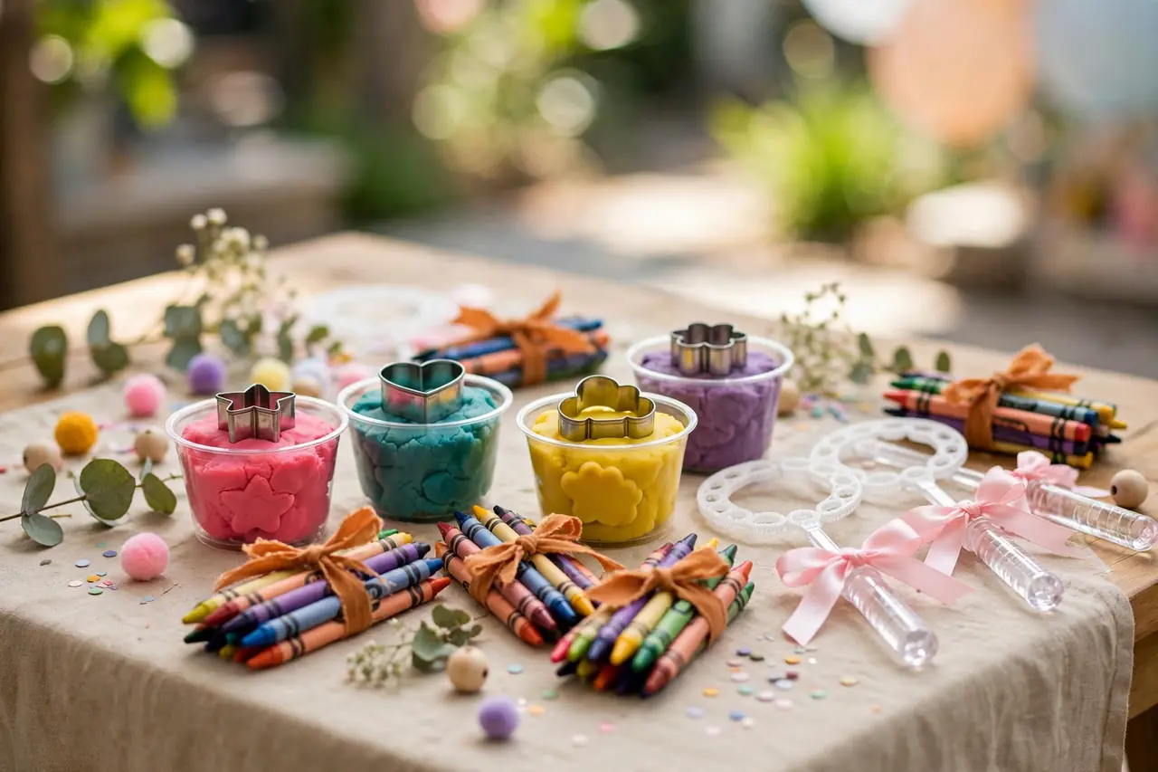 DIY budget birthday party favors: playdough cups and bubble wands