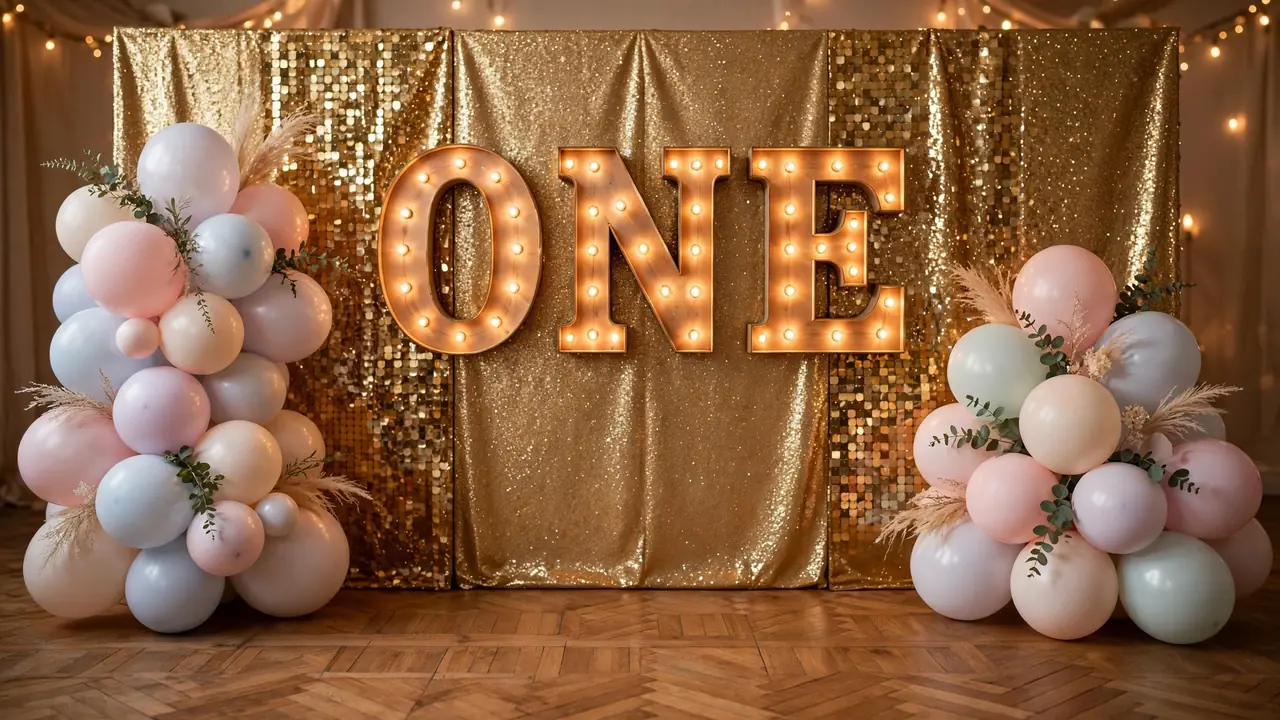 birthday decoration ideas – ONE marquee letter photo backdrop