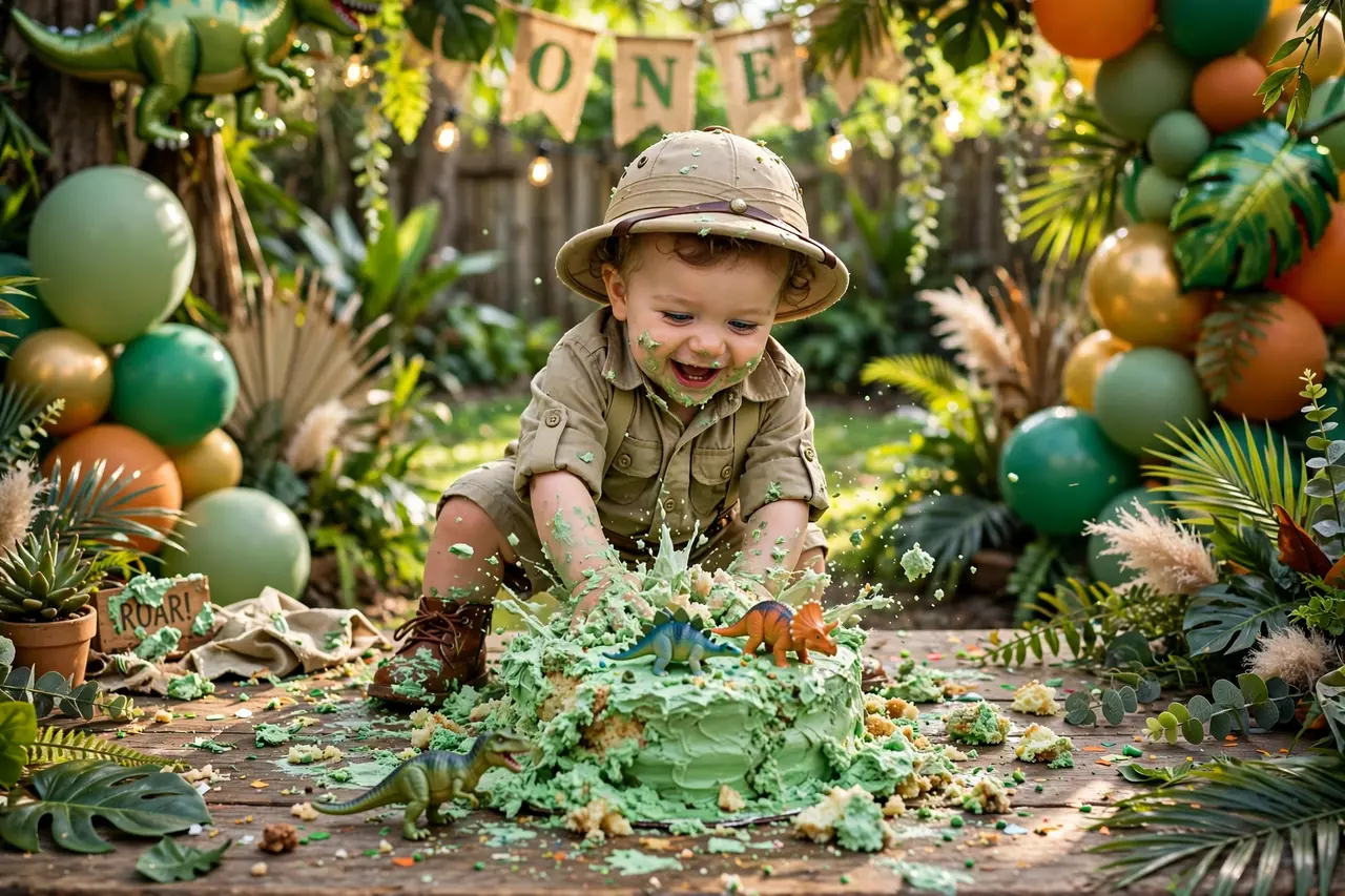 Dinosaur smash cake — fun smash cake ideas for boys